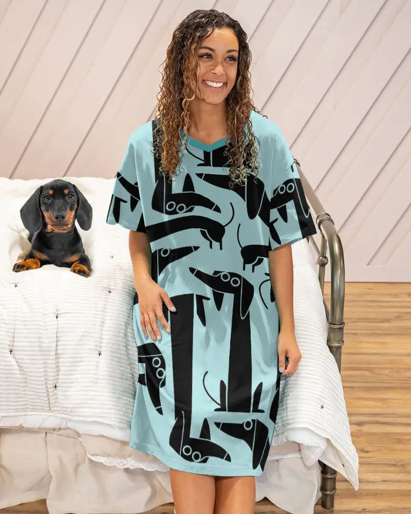 Dachshund Pajabear® V-Neck Nightshirts Amazing Tl10 Nightshirt